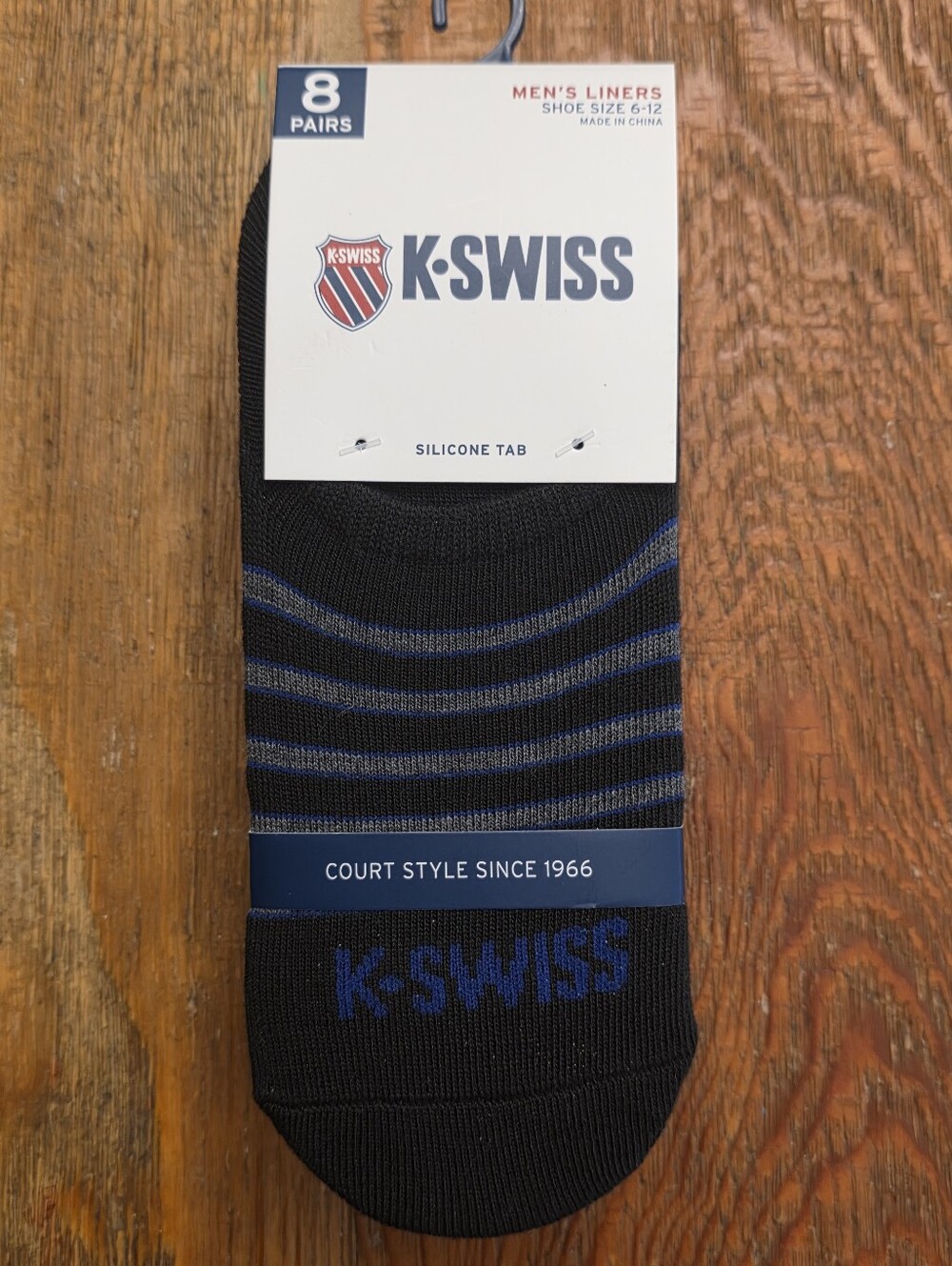 K-Swiss Men's Black & Blue Low-Cut Liner Socks - 8 Pairs